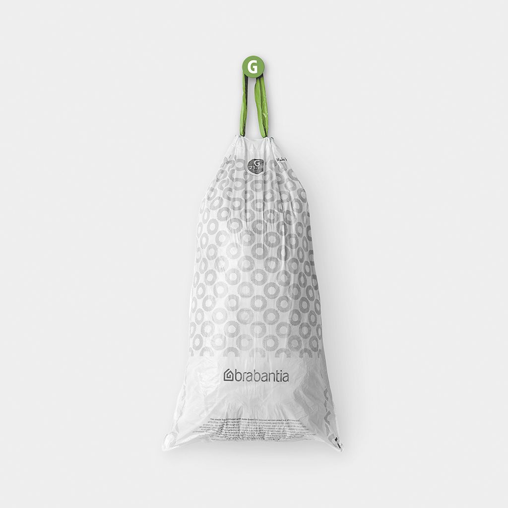 Sac poubelle 23/30 litres à liens coulissants Brabantia G blanc - 20 sacs  sur