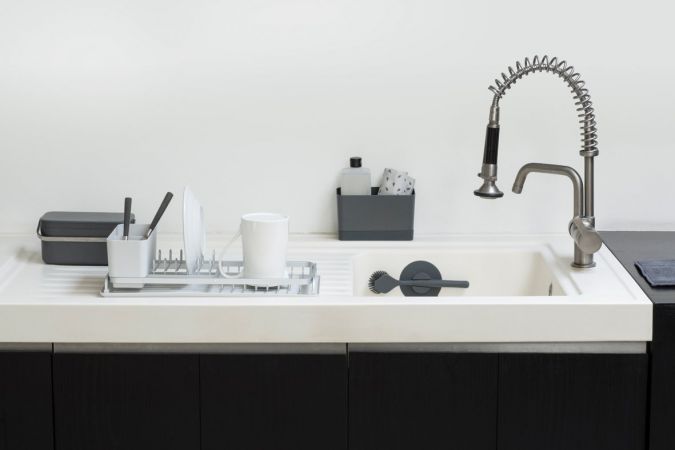 Dish brush with dish soap dispenser, light grey, Brabantia