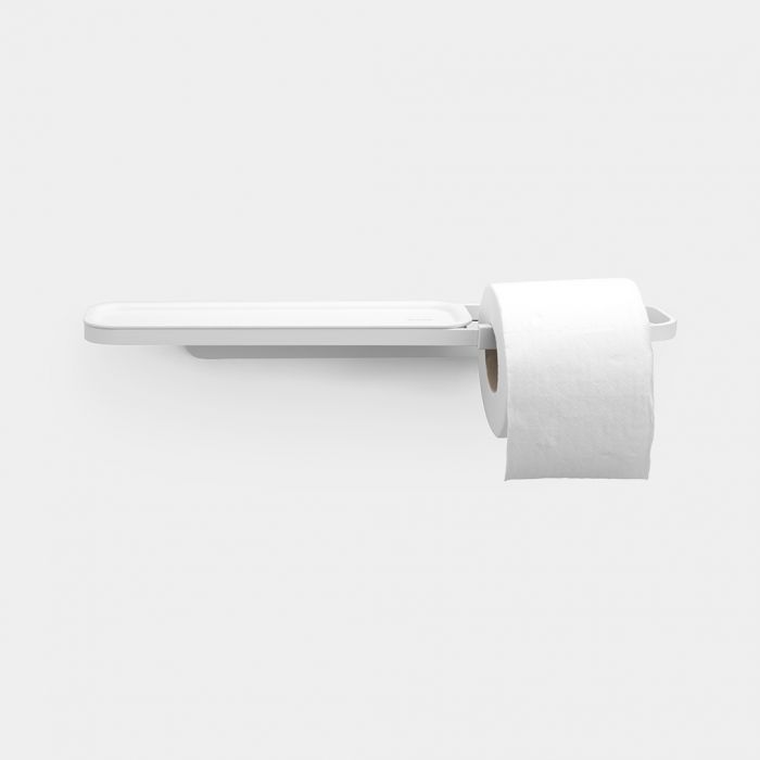 Roeispaan diep schuintrekken MindSet toiletrolhouder met plankje - Mineral Fresh White | Brabantia