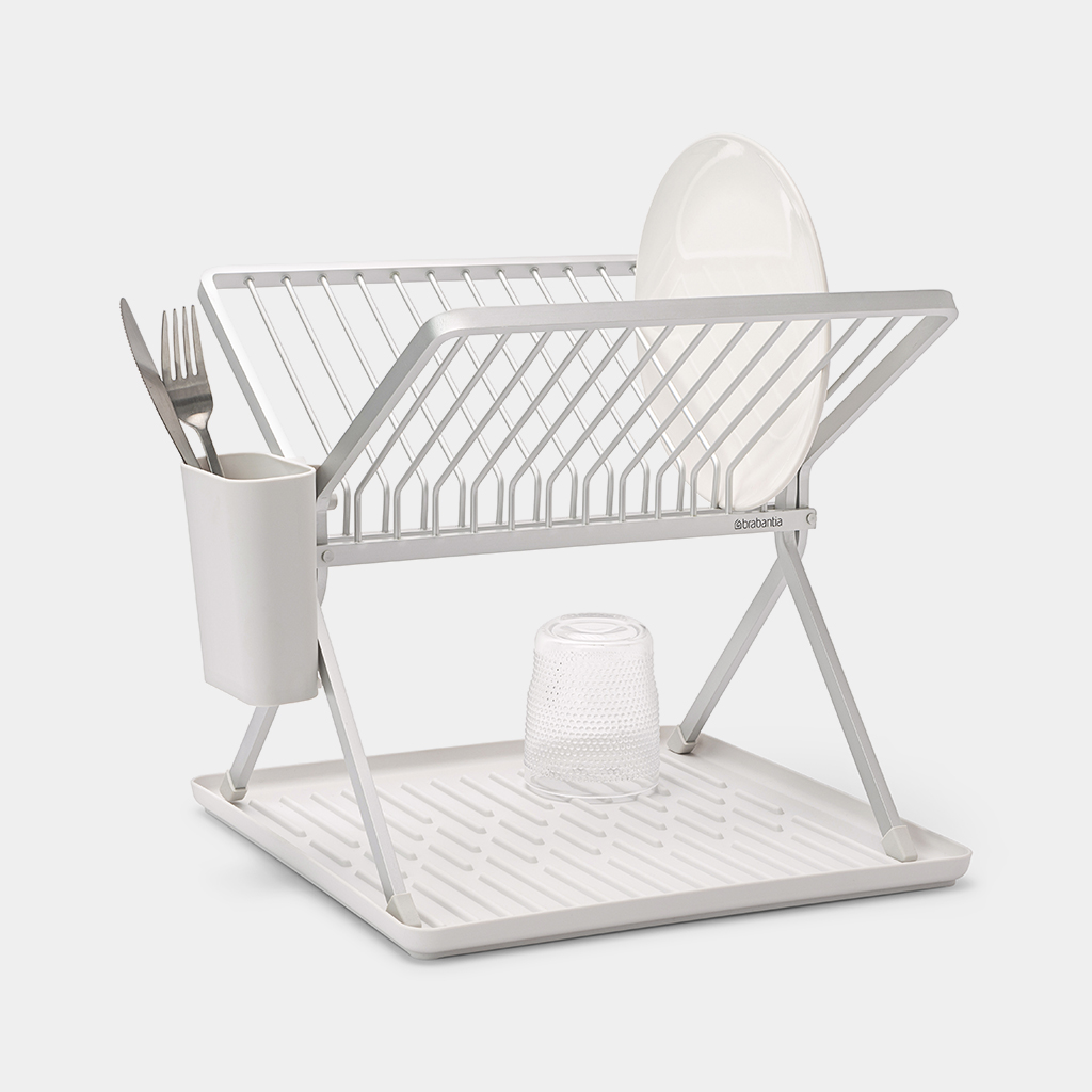 SinkSide Foldable Dish Drying Rack Light Grey Brabantia